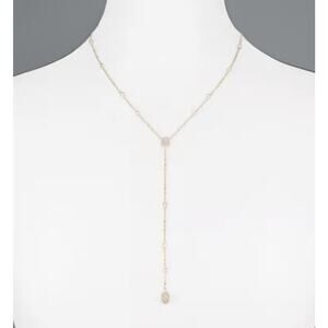 Kendra Scott Claudia Lariat Y Drop Necklace Rose Gold tone iridescent drusy NWOT